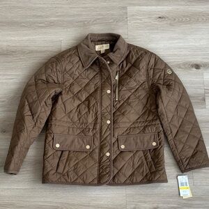 MICHAEL Michael Kors Brown Quilted Jacket with Corduroy Trim